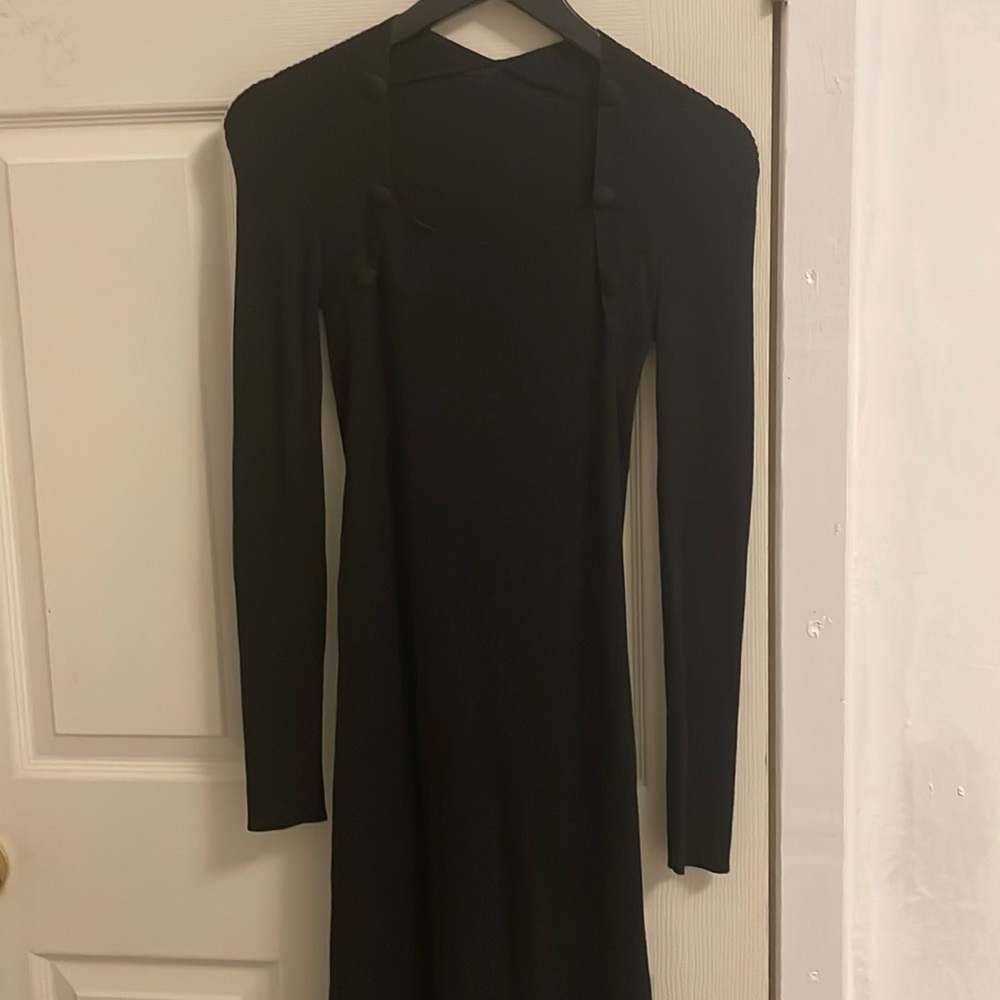 Black rib Knit French Midi Knitted Dress

Condition: new